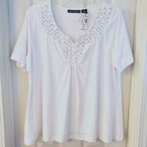Beaded White Tee